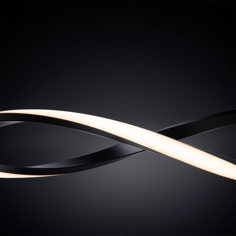 Lustra LED Suspendata cu Telecomanda, FLUX, 27W, 116cm, Lumina Rece/Calda/Neutra 3000K/4000K/6000K, Dimabila, Negru, Inaltime Reglabila, Metal si Silicon
