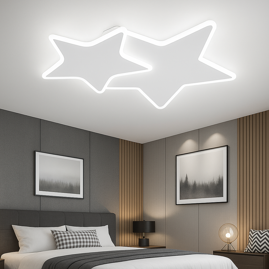 Lustra LED cu telecomanda 41W,  Stele, lumina Rece/Calda/Neutra, Dimabila, Alb