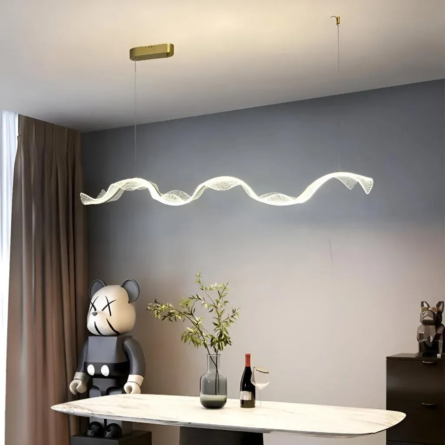 Lustra LED cu Telecomanda, Suspendata AMI 63W, Liniara, lumina Rece/Calda/Neutra, Auriu, Inaltime Reglabila