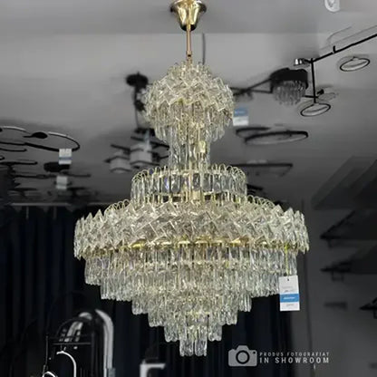 Candelabru Junnut 21*E27, Cristal si Metal, Auriu