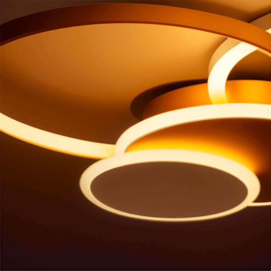 Lustra LED cu telecomanda KILLIAN 80W, 4 Cercuri, lumina Rece/Calda/Neutra, Dimabila, Auriu