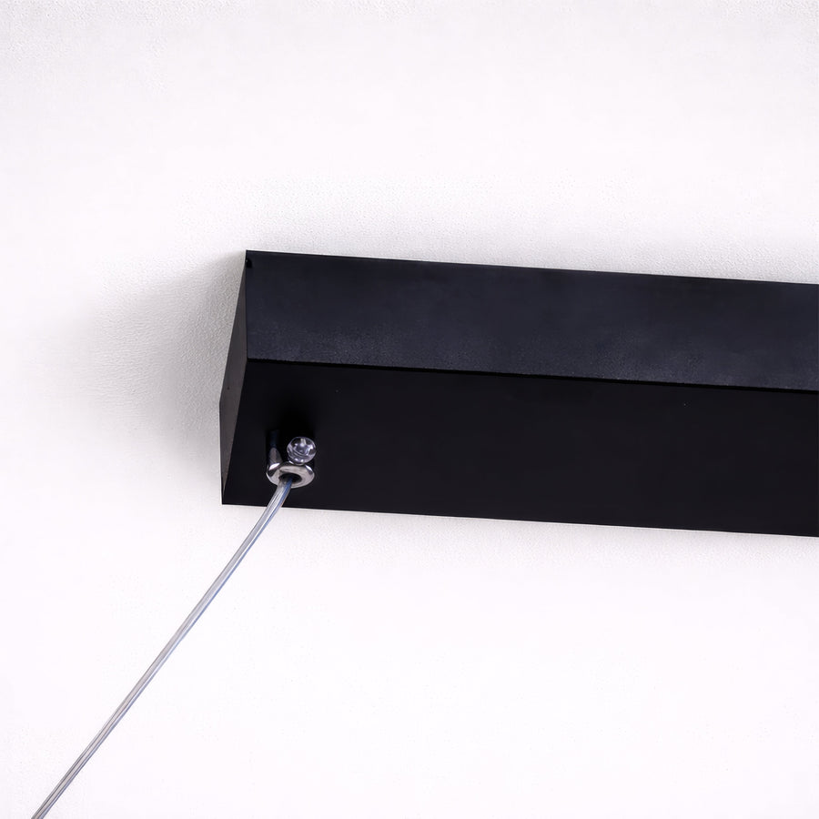 Lustra LED Suspendata cu Telecomanda, FLUX, 27W, 116cm, Lumina Rece/Calda/Neutra 3000K/4000K/6000K, Dimabila, Negru, Inaltime Reglabila, Metal si Silicon