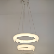 Lustra LED,  suspendata cu Telecomanda, AMADEO, 89W, Lumina Rece/Calda/Neutra, Dimabila, Inaltime Reglabila, Alb