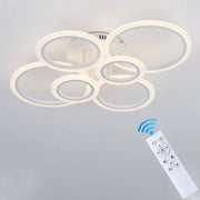 Lustra LED cu telecomanda BETTY 82W, 6 Cercuri, lumina Rece/Calda/Neutra, Dimabila, Alb