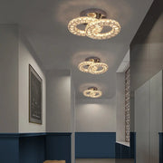 Lustra LED si cristal ZABINA 25W, 2 Cercuri, lumina Rece/Calda/Neutra, Crom Lucios