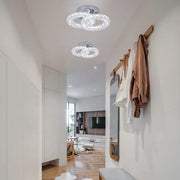 Lustra LED si cristal ZABINA 25W, 2 Cercuri, lumina Rece/Calda/Neutra, Crom Lucios