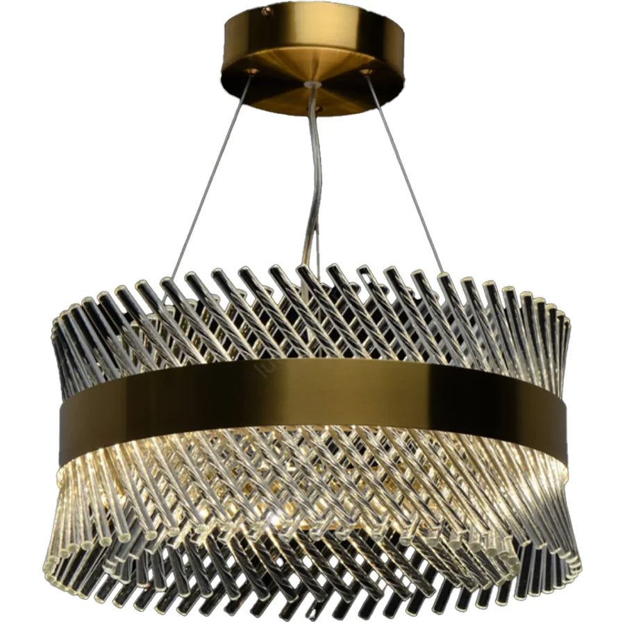 Candelabru Cristal ALHAMBRA Nobile, LED, 52W, Diametru 40cm, Lumina Calda/Rece/Neutra, Dimabil, Inaltime Reglabila, Auriu