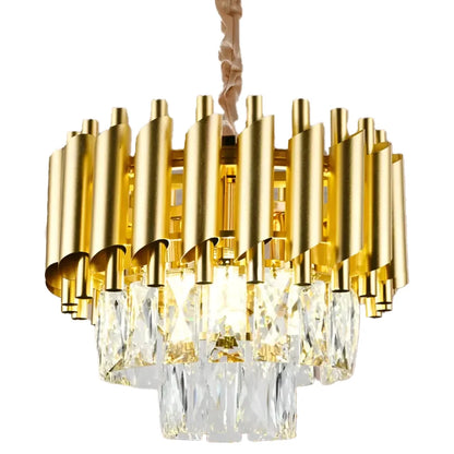 Candelabru Cristal VERSAILLES Petito 3xE14, Diametru 30cm, Auriu, Inaltime Reglabila, Metal si Cristal