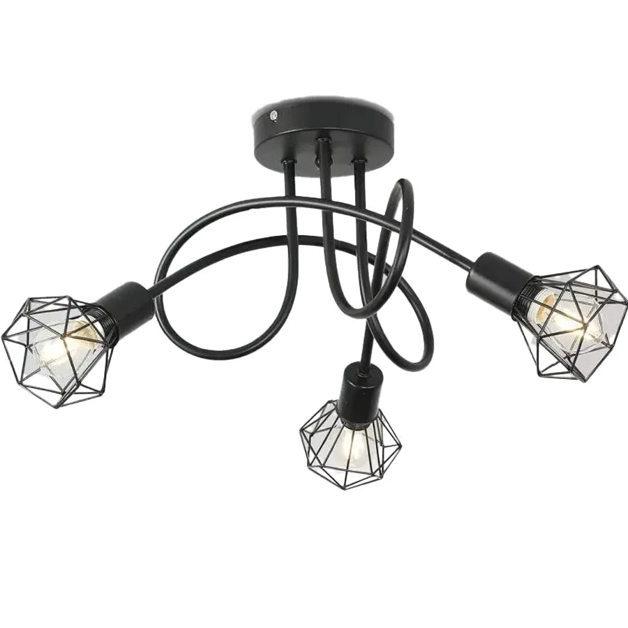 Lustra Shion 3xE27, Negru, Metal, Diametru 50cm
