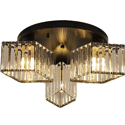 Lustra Clasica Moderna Sasha, LC117/3BK, 3x E27, Metal si Cristal, Negru, Abajur