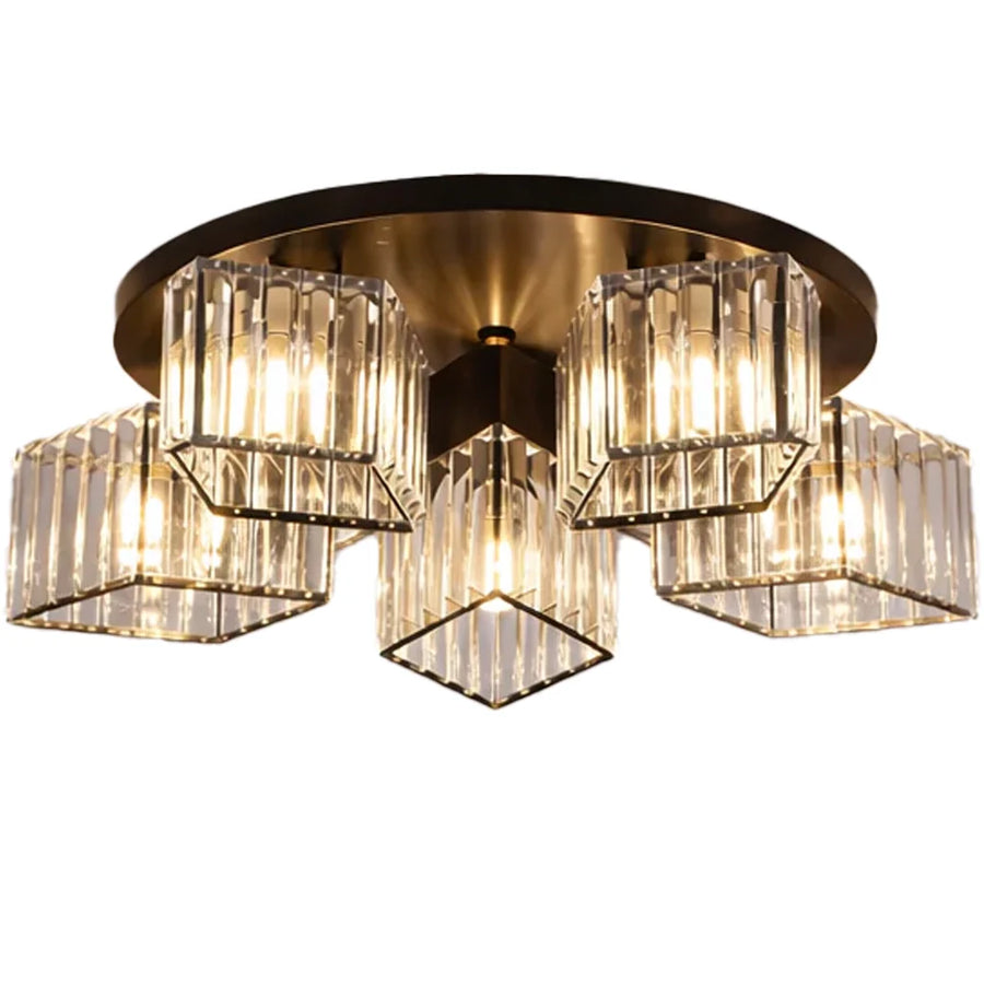Lustra Clasica Moderna Sasha, LC117/5BK, 5x E27, Metal si Cristal, Negru, Abajur