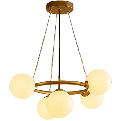Lustra LOFT Chamber, 5x G9, Alb Auriu, Metal, Inaltime Reglabila, Modern