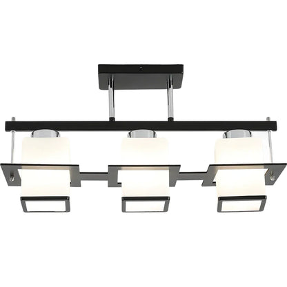 Lustra Clasica Aramis cu Lemn Abajur Patrat 3x E27 Gri Negru