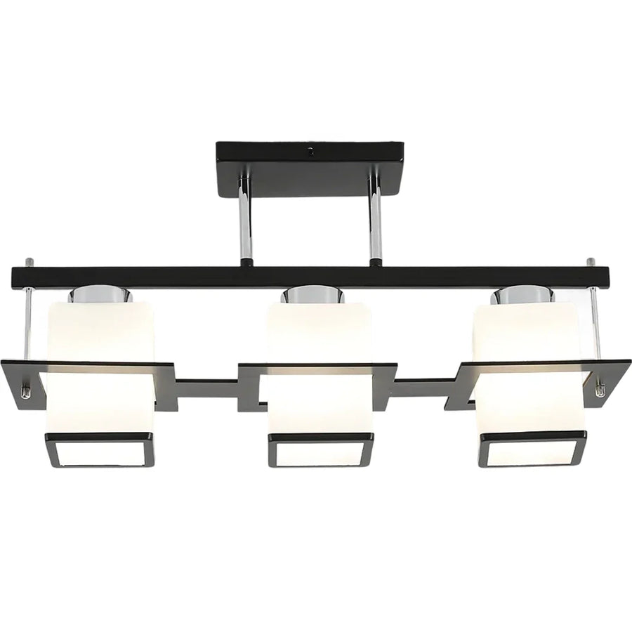 Lustra Clasica Aramis cu Lemn Abajur Patrat 3x E27 Gri Negru