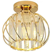 Lustra Cora 1XE27, Auriu, D 16cm, Metal si Cristal