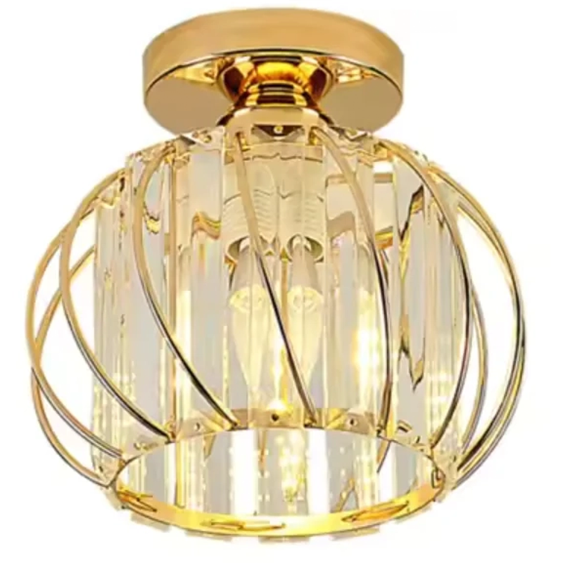 Lustra Cora 1XE27, Auriu, D 16cm, Metal si Cristal