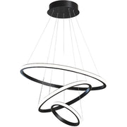 Lustra LED suspendata RICCI 48W, 3 Cercuri, lumina Rece/Calda/Neutra, Negru, Inaltime Reglabila