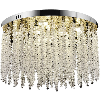 Candelabru LED Cristal LLC215/400WH Rotund, 22W, Lumina Rece/Calda/Neutra, Cristal, Auriu