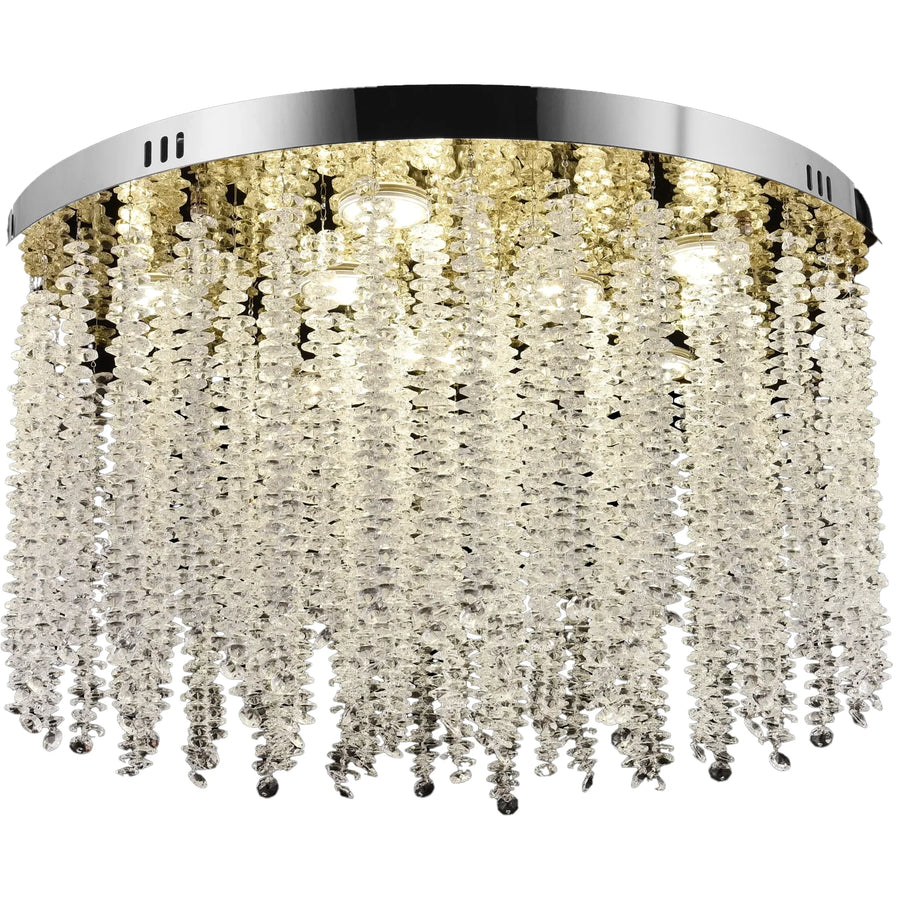 Candelabru LED Cristal LLC215/400WH Rotund, 22W, Lumina Rece/Calda/Neutra, Cristal, Auriu