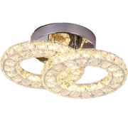 Lustra LED si cristal ZABINA 25W, 2 Cercuri, lumina Rece/Calda/Neutra, Crom Lucios