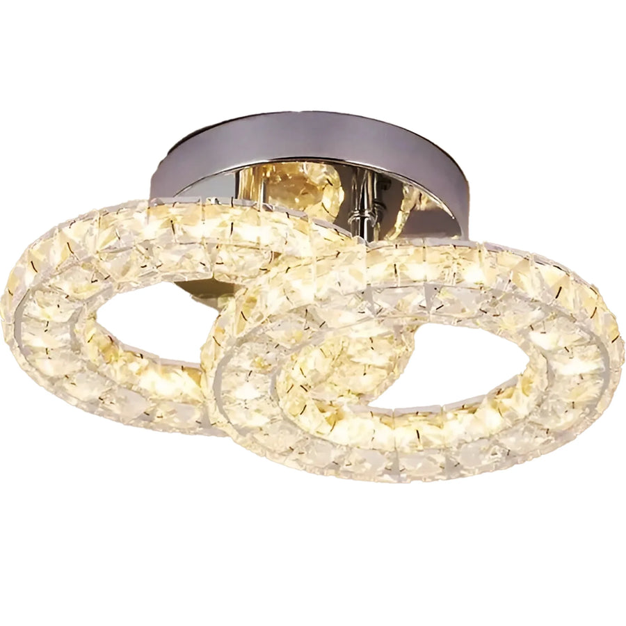 Lustra LED si cristal ZABINA 25W, 2 Cercuri, lumina Rece/Calda/Neutra, Crom Lucios