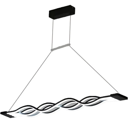 Lustra LED suspendata cu telecomanda WAVE 89W, Liniara, lumina Rece/Calda/Neutra, Dimabila, Negru, Inaltime Reglabila