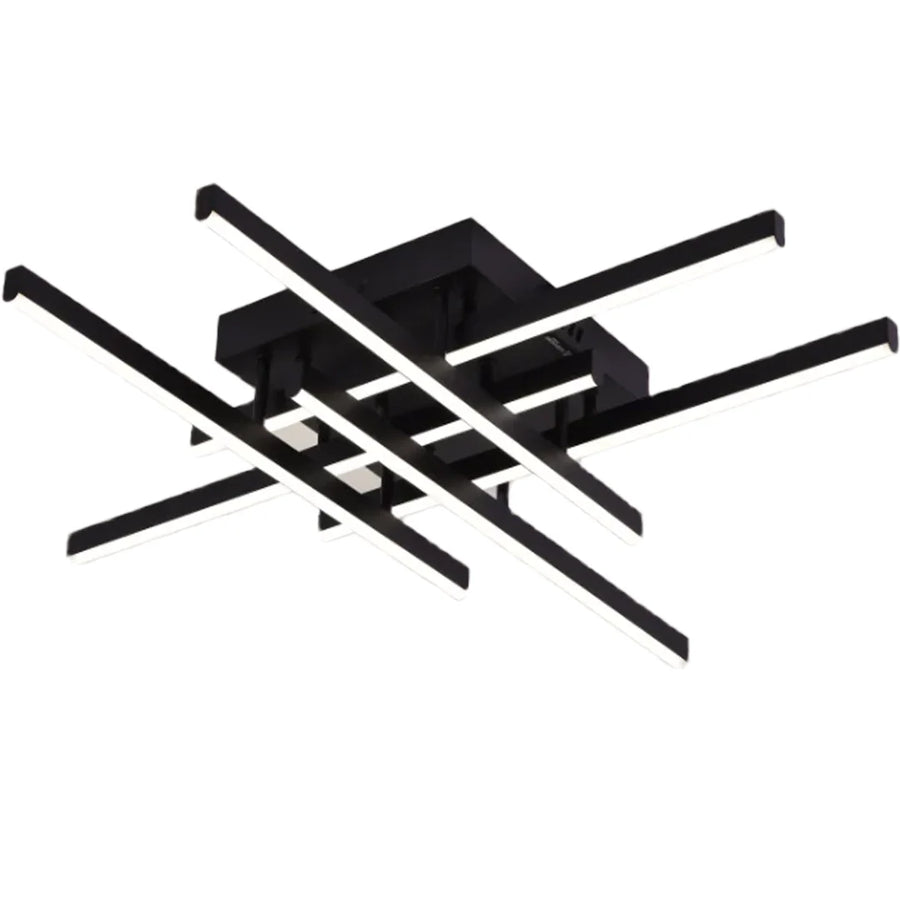 Lustra LED cu Telecomanda LINEX, 81W, 6 Elemente, Liniara, lumina Rece/Calda/Neutra, Dimabila, Negru