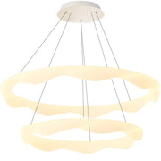 Lustra LED,  suspendata cu Telecomanda, AMADEO, 89W, Lumina Rece/Calda/Neutra, Dimabila, Inaltime Reglabila, Alb