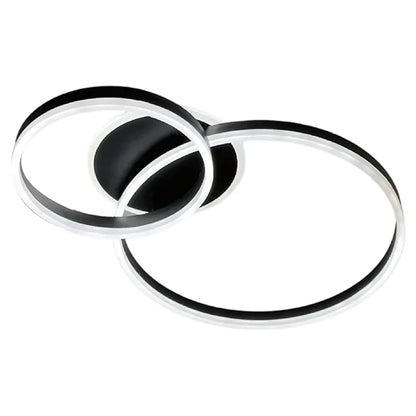 Lustra LED cu telecomanda RINOVA 66W, 2 Cercuri, lumina Rece/Calda/Neutra, Dimabila, Negru