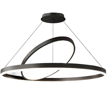 Lustra LED Suspendata PAGANO 47W, 3000K, 2 Cercuri, Negru, Inaltime Reglabila