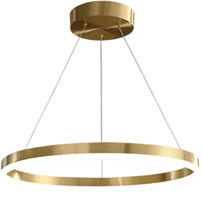 Lustra LED Suspendata, ANINA, 34W, 1 Cerc, Diametru 50cm, Lumina Rece/Calda/Neutra 3000K/4000K/6000K, Dimabila, Auriu Lucios Alb, Inaltime Reglabila, Metal si Acril