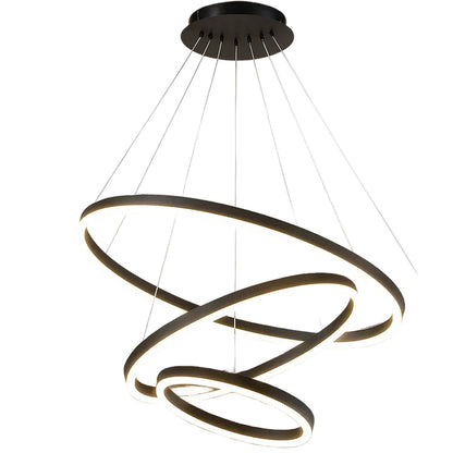 Lustra LED suspendata cu telecomanda CASIANA 85W, 3 Cercuri, lumina Rece/Calda/Neutra, Dimabila, Negru, Inaltime Reglabila
