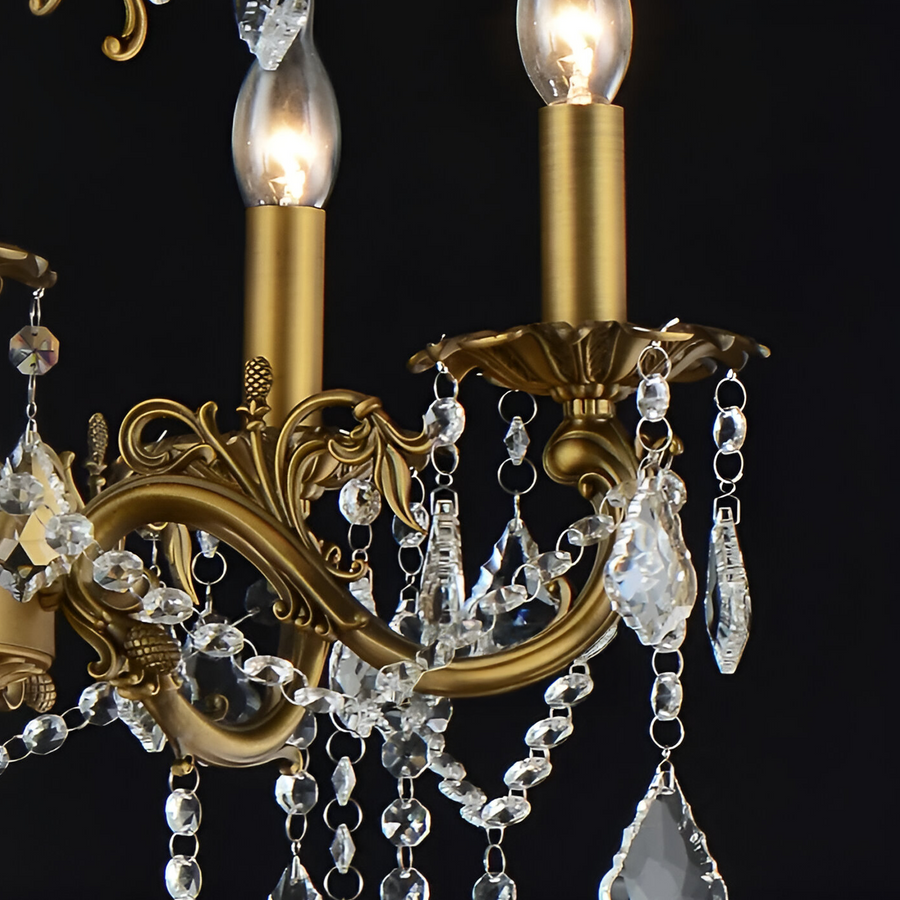 Candelabru SANSSOUCI Royal 12xE14 Metal si Cristal Inaltime Reglabila Alama Antichizata