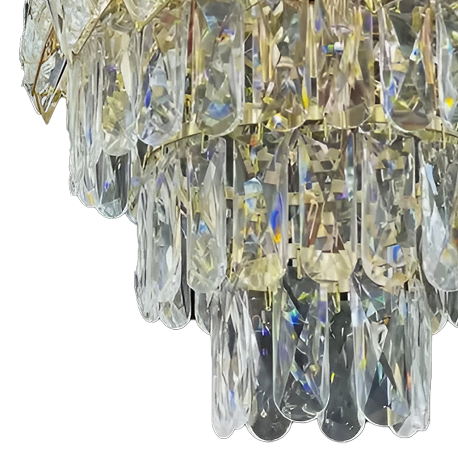 Candelabru Cristal WINDSOR Petito 3xE14, Diametru 29cm, Auriu Lucios, Inaltime Reglabila, Metal si Cristal