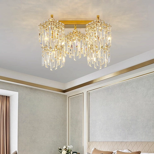 Candelabru Cristal Imperia, 5xE14, 45x45x31.5, Auriu, Cristal, Metal