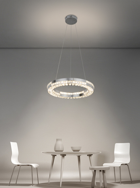 Candelabru LED CC23007/500CH, Diametru 50 cm, Inaltime 120 cm, Lumina Rece/Neutra/Calda, Dimabila, Argintiu, Cristal, Metal