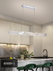 Candelabru LED CC40409/1CH, Diametru 85 cm, Inaltime 120 cm, Lumina Rece/Neutra/Calda, Dimabila, Argintiu, Cristal, Otel