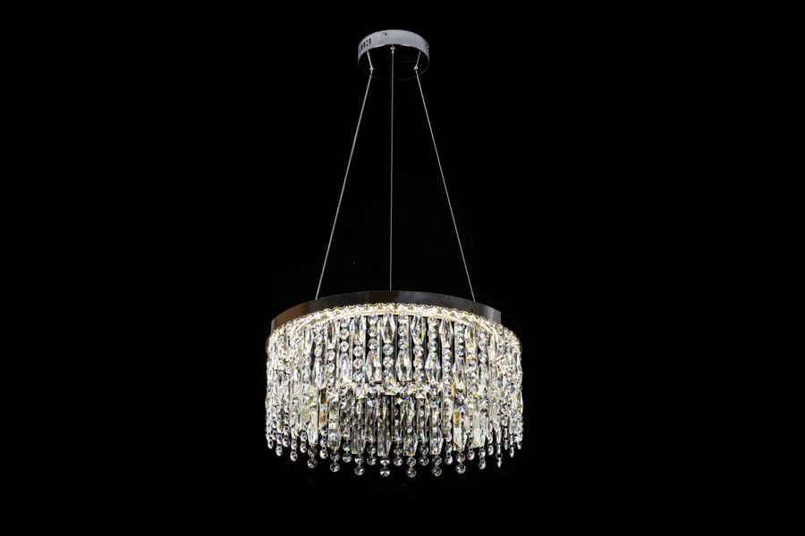 Candelabru LED ROYALE Nobile, Diametru 40 cm, Inaltime 120 cm, Lumina Rece/Neutra/Calda, Dimabila, Argintiu, Cristal, Otel