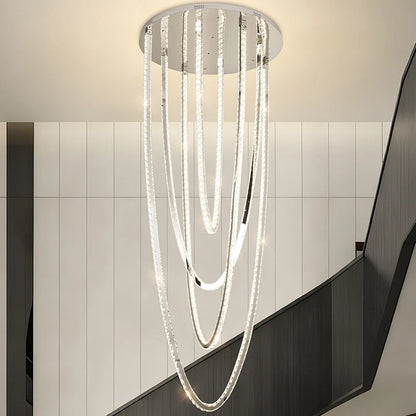 Candelabru LED CC50303/800CH, Diametru 80 cm, Inaltime 200 cm,  Lumina Rece/Neutra/Calda, Dimabila, Argintiu, Cristal, Metal