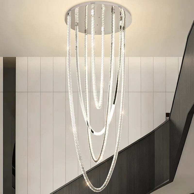 Candelabru LED CC50303/800CH, Diametru 80 cm, Inaltime 200 cm,  Lumina Rece/Neutra/Calda, Dimabila, Argintiu, Cristal, Metal
