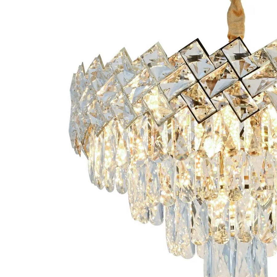 Candelabru Cristal WINDSOR Nobile 5xE14, Diametru 39cm, Auriu Lucios, Inaltime Reglabila