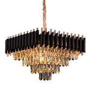Candelabru Cristal VERSAILLES Nobile 5xE14, Diametru 38cm, Inaltime 35 cm Reglabila, Auriu, Negru, Metal, Cristal