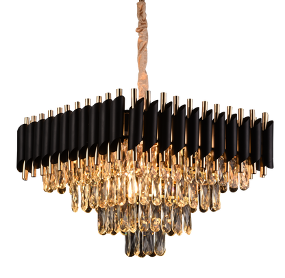 Candelabru Cristal VERSAILLES Nobile 5xE14, Diametru 38cm, Inaltime 35 cm Reglabila, Auriu, Negru, Metal, Cristal