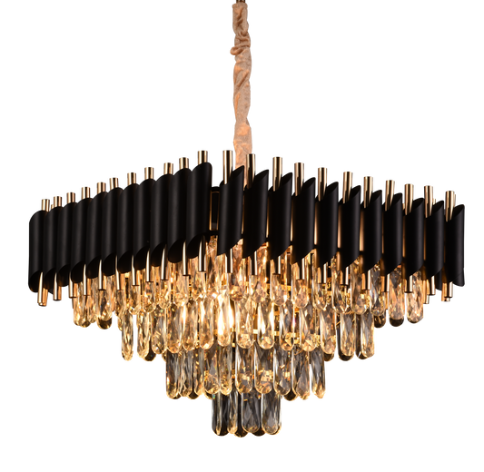 Candelabru Cristal VERSAILLES Nobile 5xE14, Diametru 38cm, Inaltime 35 cm Reglabila, Auriu, Negru, Metal, Cristal
