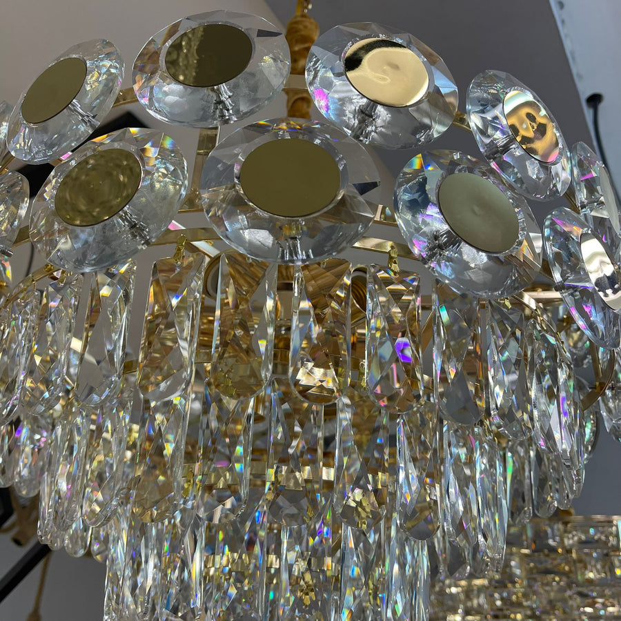 Candelabru MUKE 8*E27, Metal si Cristal, Auriu