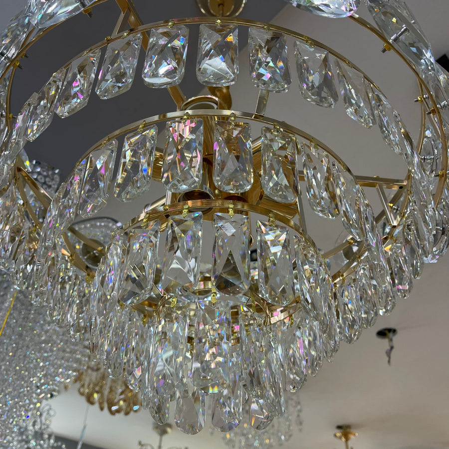 Candelabru MUKE 8*E27, Metal si Cristal, Auriu