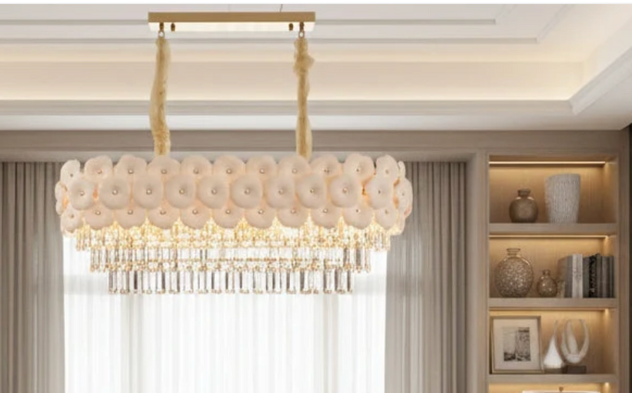 Candelabru Cristal PETAL Regalis 12xE14, 80x30 cm, Auriu, Inaltime Reglabila, Metal si Cristal