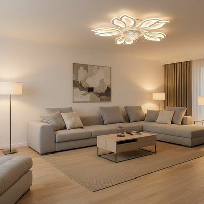 Lustra LED Ventilator ANEMO cu Telecomanda, 30W, D61cm, Lumina Rece/Neutra/Calda, Metal si Plastic, Alb