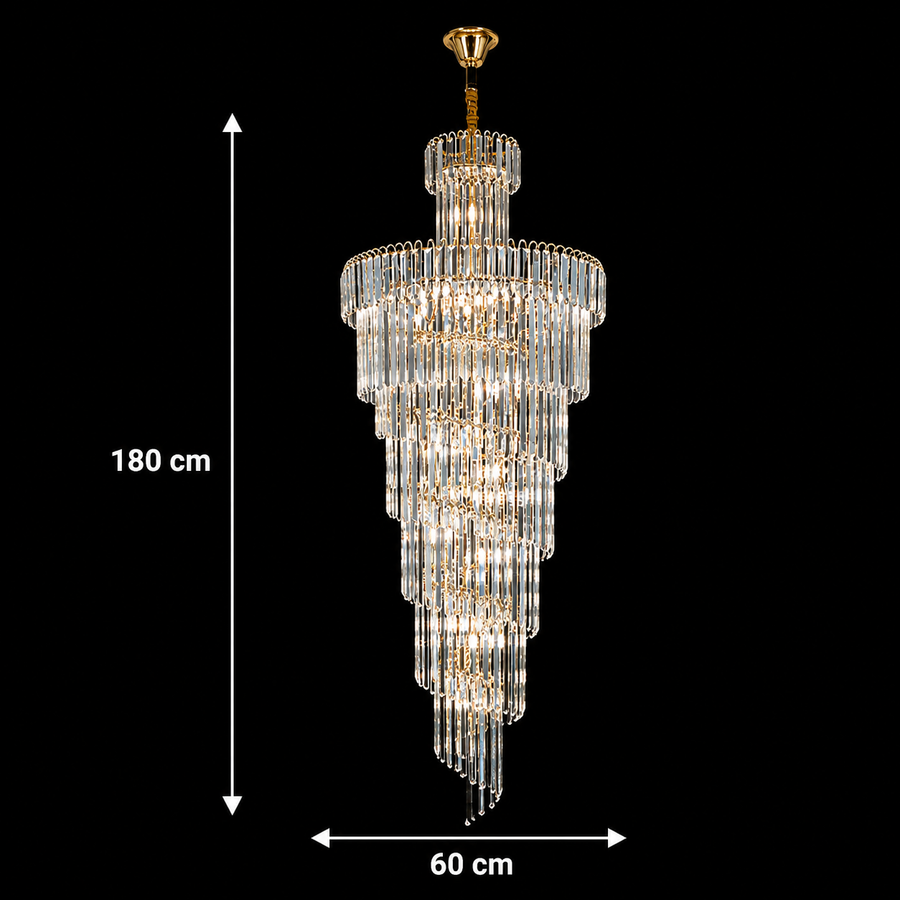 Candelabru Cristal BELLARIVA 27xE14, D60 cm, Auriu, Metal si Cristal
