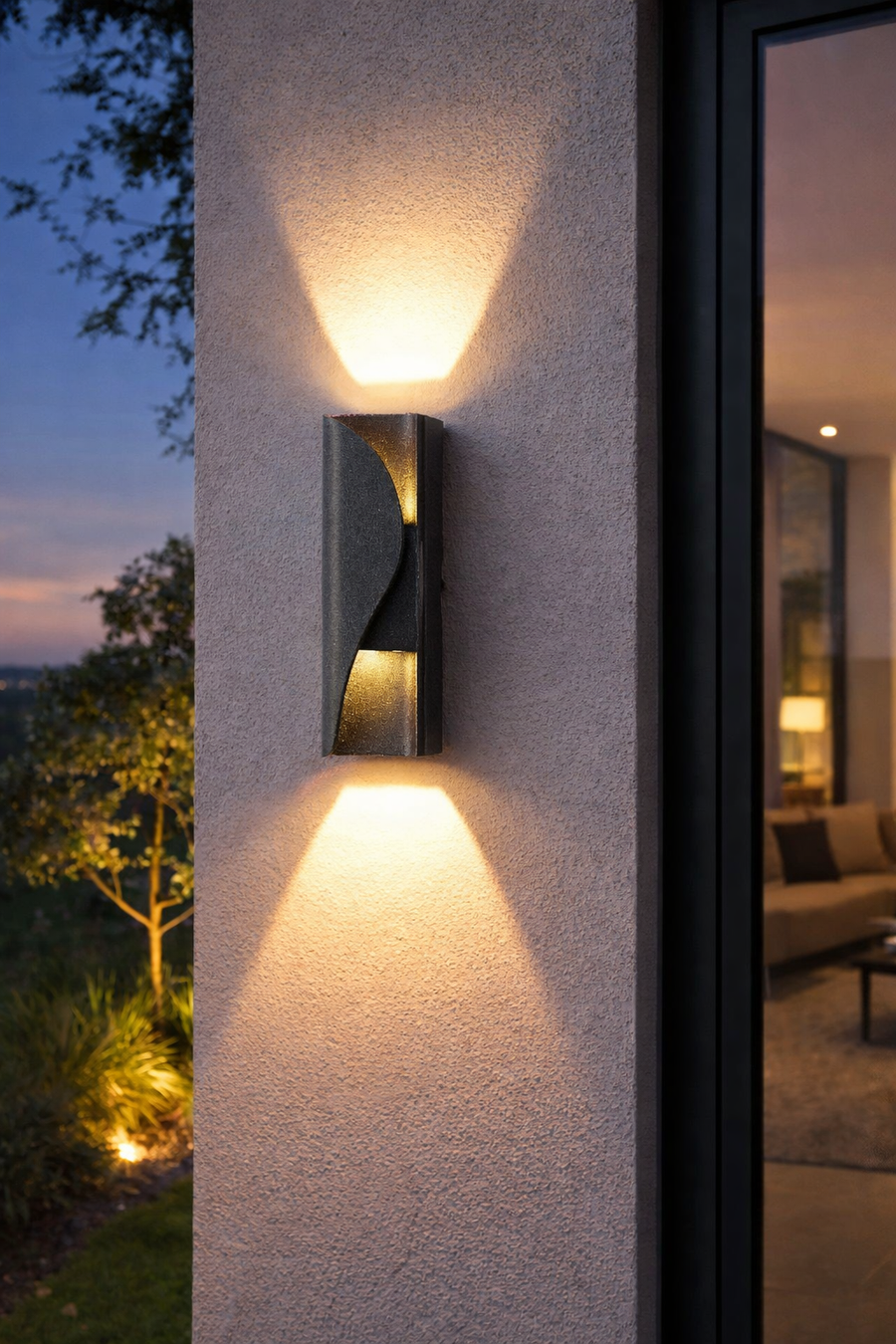 Aplica LED AX221 de Exterior si Interior, 2 Surse x 6W, Metalic, Negru, 3000K
